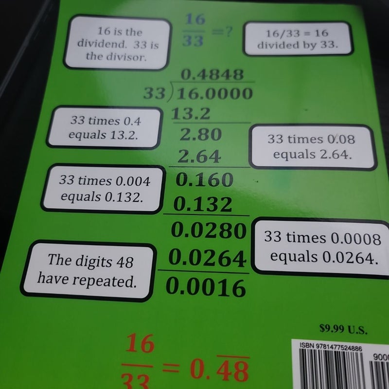 Fractions, Decimals, and Percents Math Workbook (Includes Repeating Decimals)