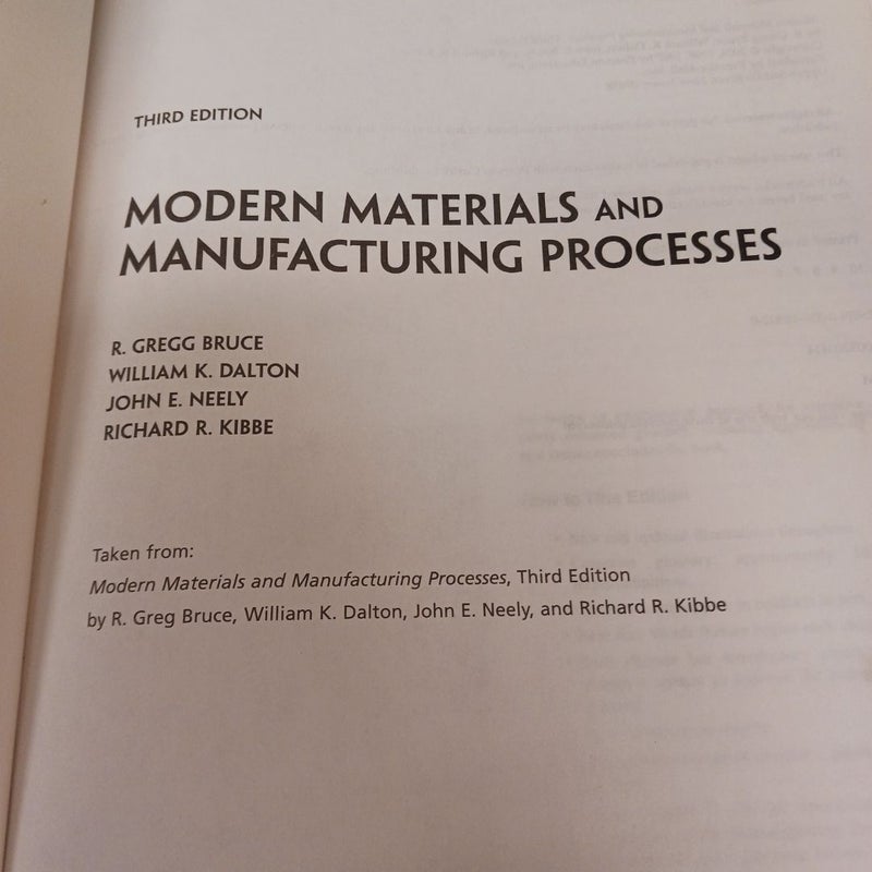 Modern Materials and Manufacturing Processes