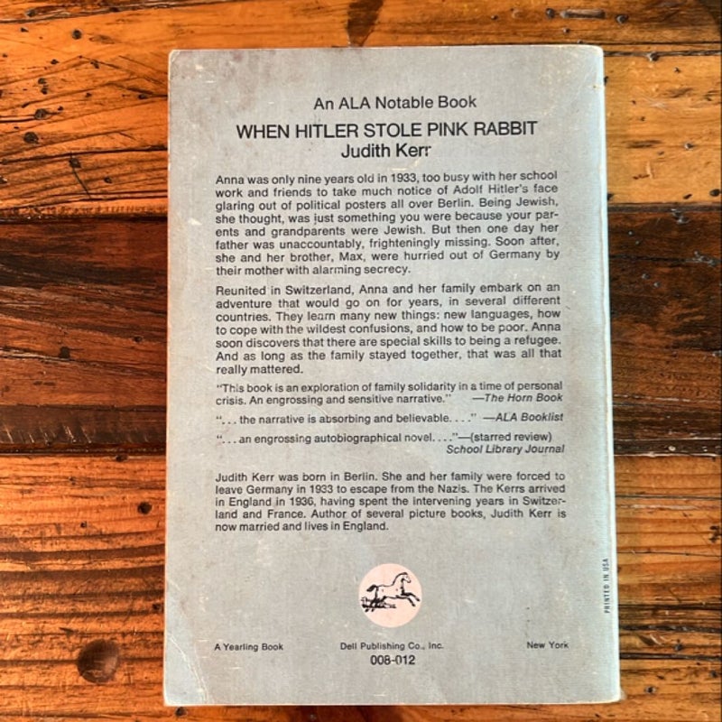 When Hitler Stole Pink Rabbit - Judith Kerr - Rare