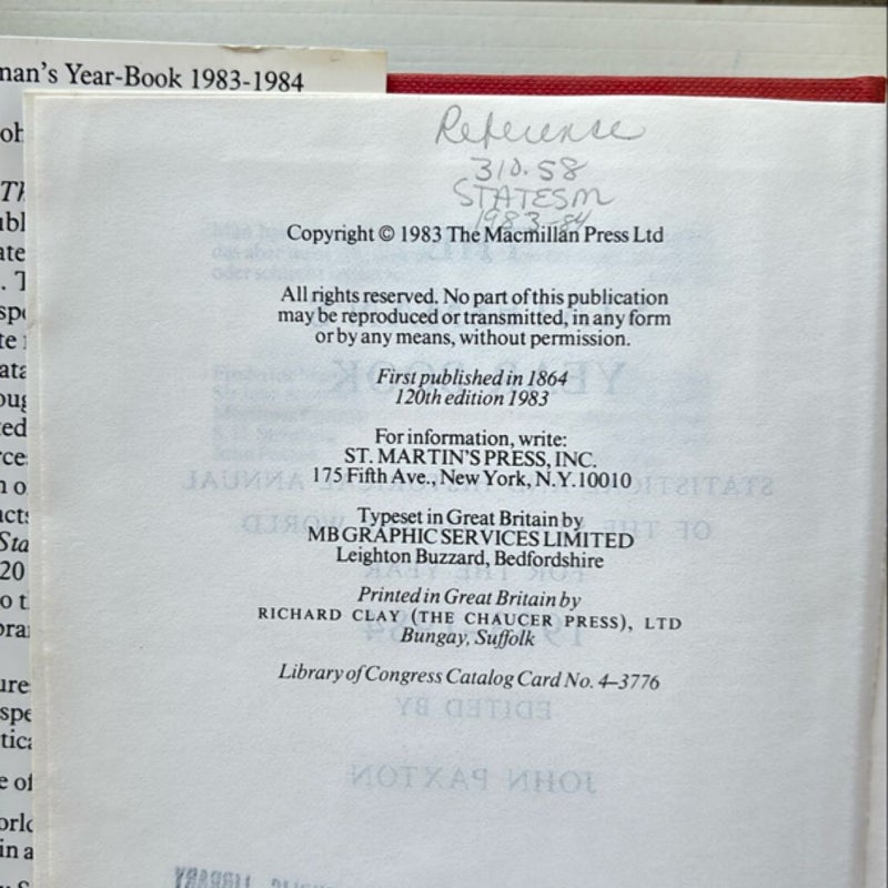 The Statesman's Year-Book, 1983-1984