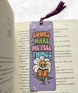 Books Make Me Feel Things Metal Bookmark Handmade 