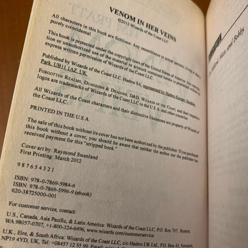 Forgotten Realms: Venom in Her Veins, Stand-Alone, First Edition First Printing