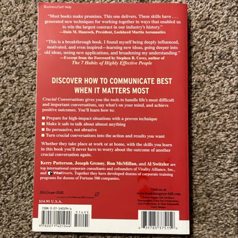 Crucial Conversations: Tools for Talking When Stakes Are High