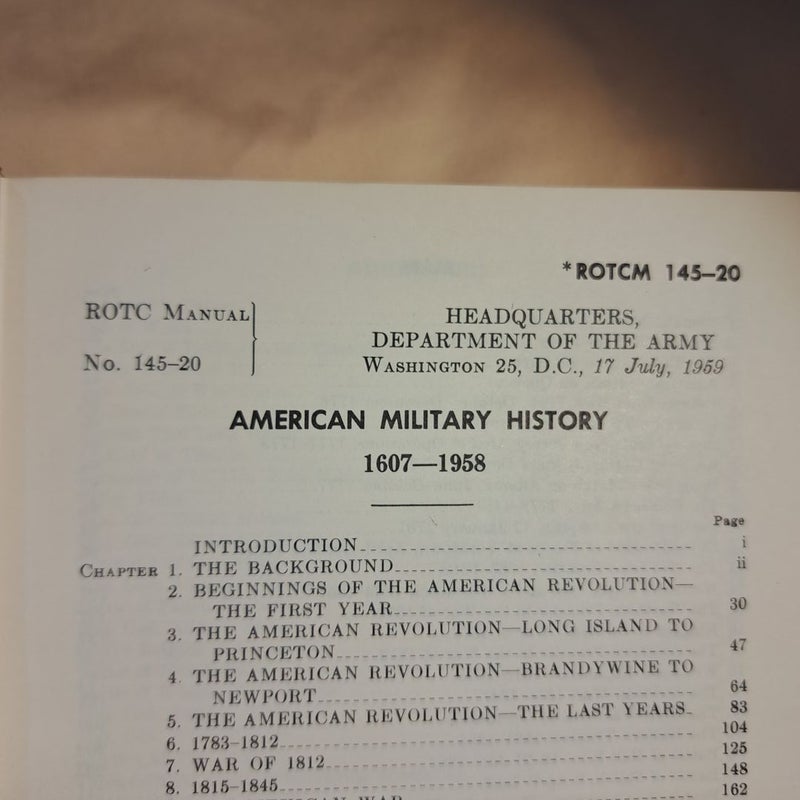 American Military History 1607-1958