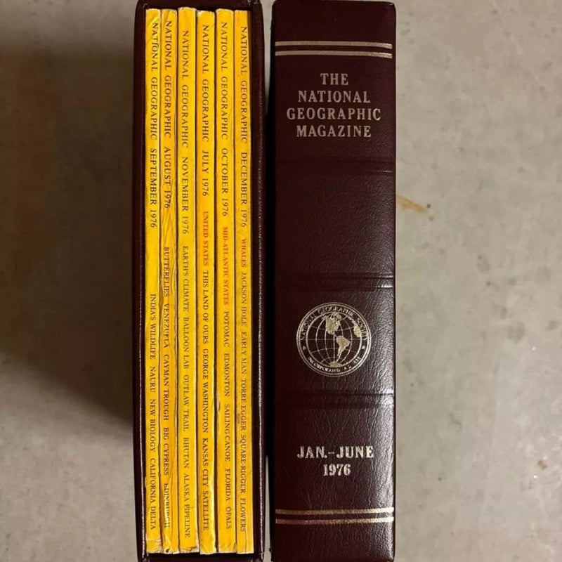 National Geographic Magazine 1976 Complete Year with Faux Leather Slip Cases