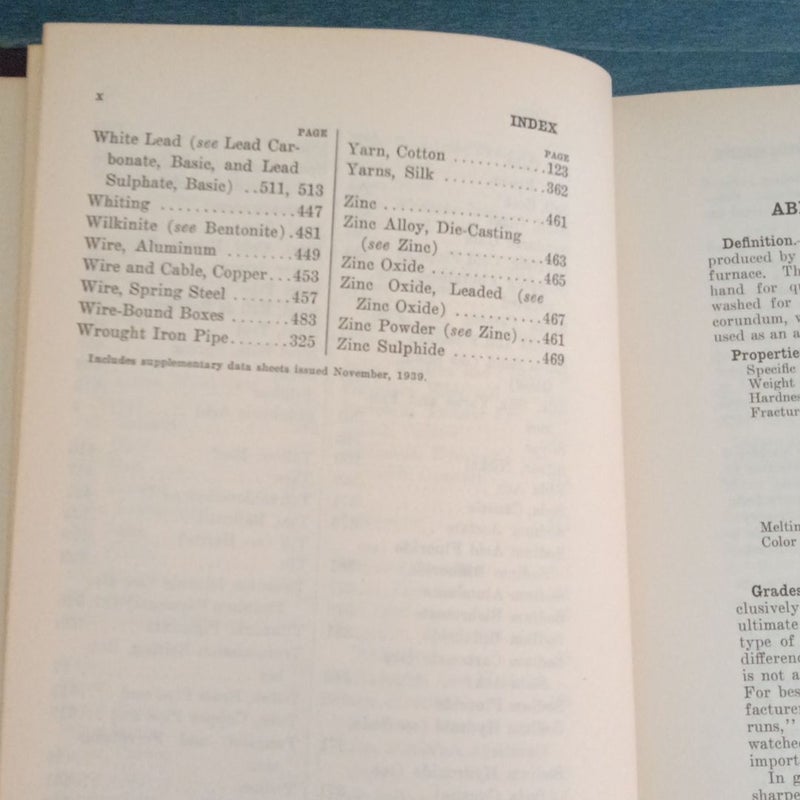 NAPA Handbook of Commodity Data Sheets 1938