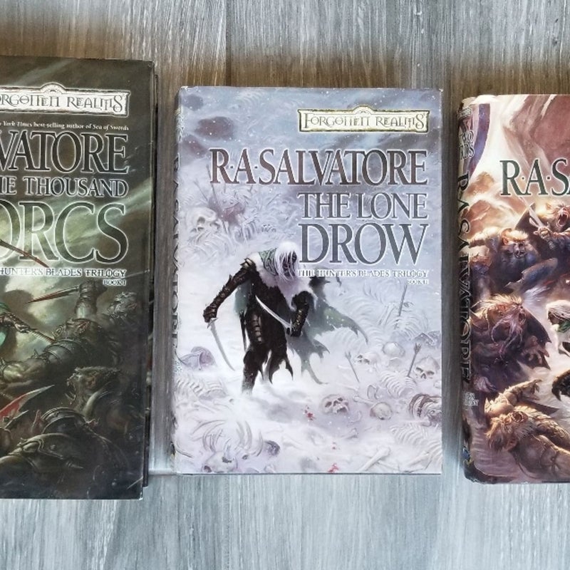 (3) D&D FORGOTTON REALMS “THE HUNTER'S BLADES” TRILOGY R.A. SALVATORE 1ST ED. HC