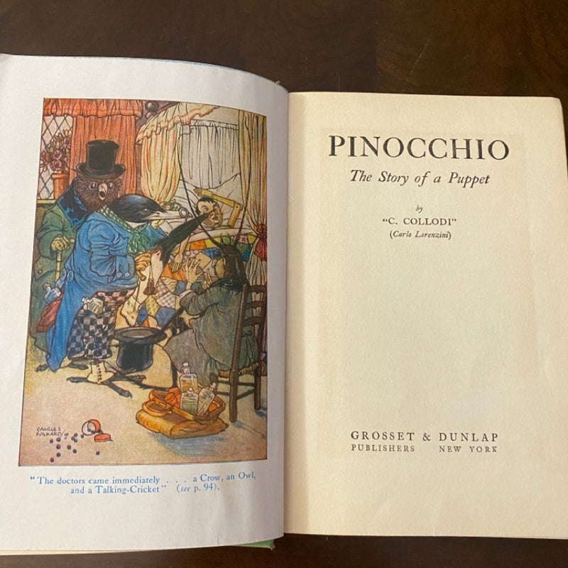 PINOCCHIO, The Story of a Puppet, Vintage, Hardcover Book 
