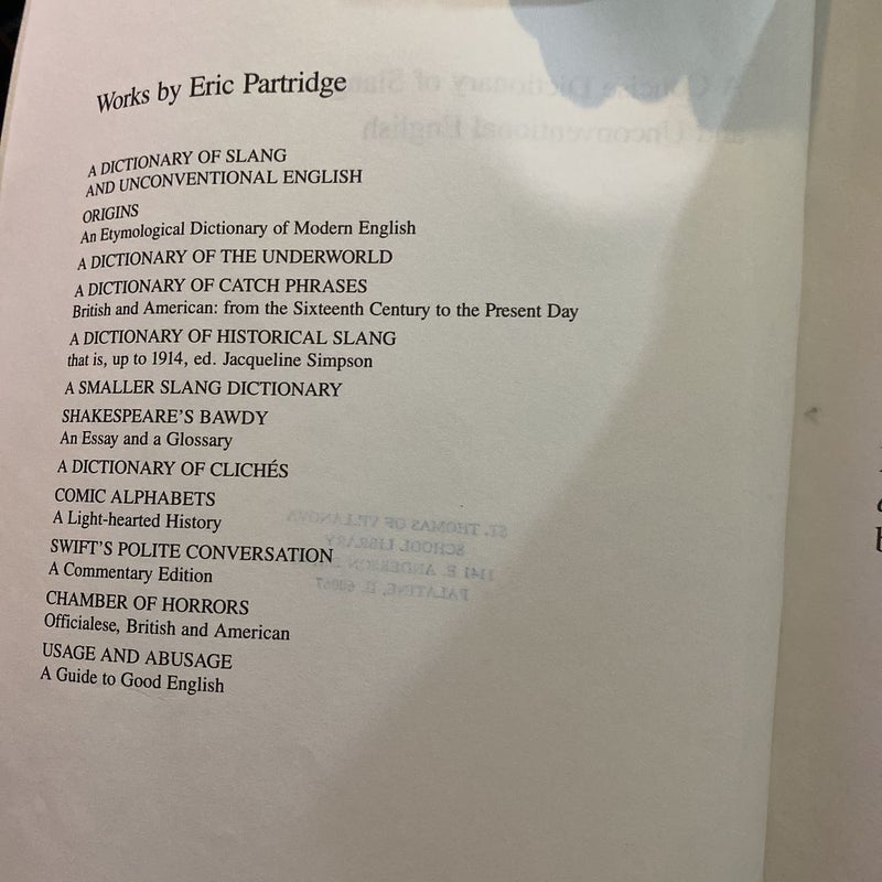 Partridge's Concise Dictionary of Slang and Unconventional English