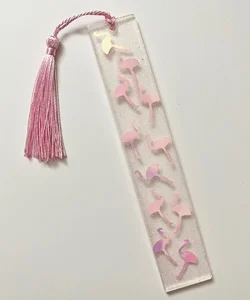 Resin Bookmark with Flamingos