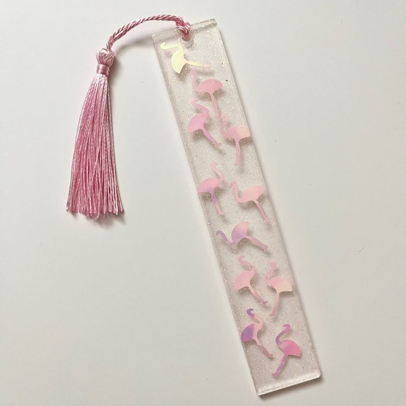 Resin Bookmark with Flamingos