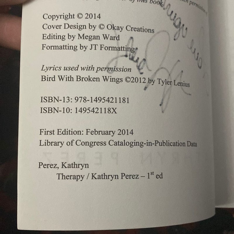 Therapy (Signed, First Edition)