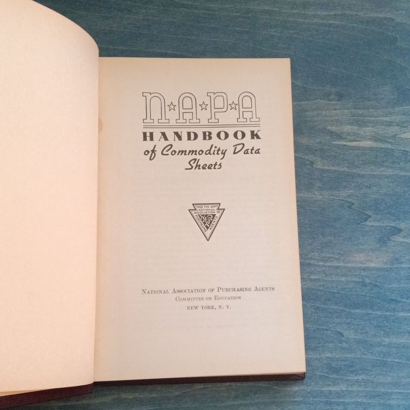 NAPA Handbook of Commodity Data Sheets 1938