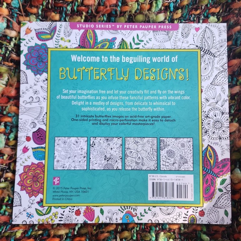 Butterfly Designs Artist's Coloring Book (31 Stress-Relieving Designs)