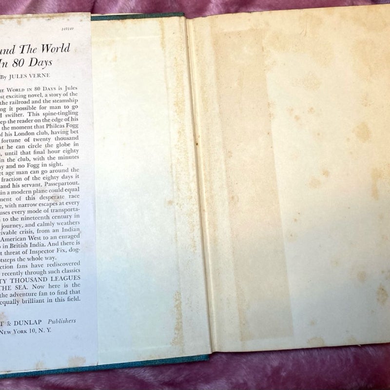 Around The World In Eighty Days By Jules Verne HC DJ Grosset & Dunlap Vtg 1956