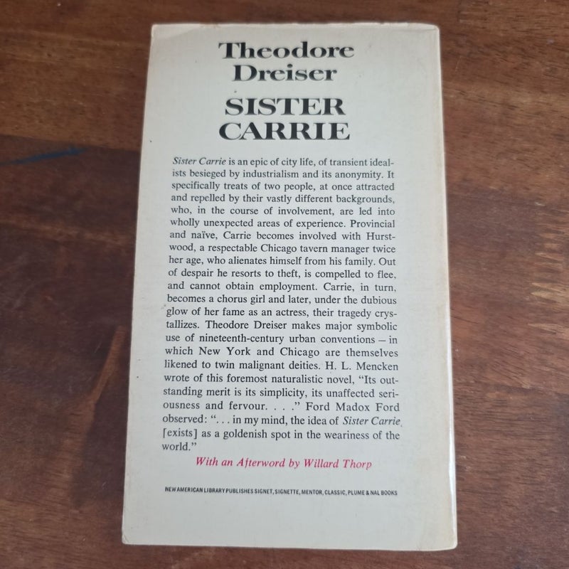 VINTAGE 1961 Sister Carrie (by Theodore Dreiser) Signet Classic