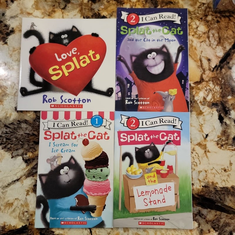 Splat The Cat Bundle ***I Scream For Ice Cream,  And The Cat on The Moon, And The Lemonade Stand, Love Splat**
