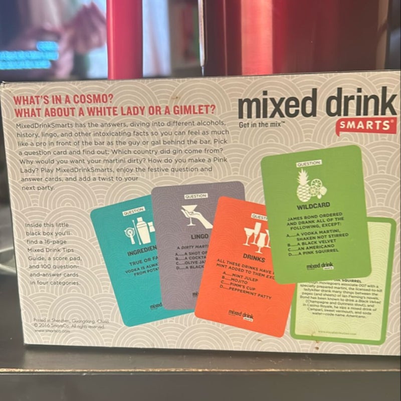 Mixed drink question and answer cards