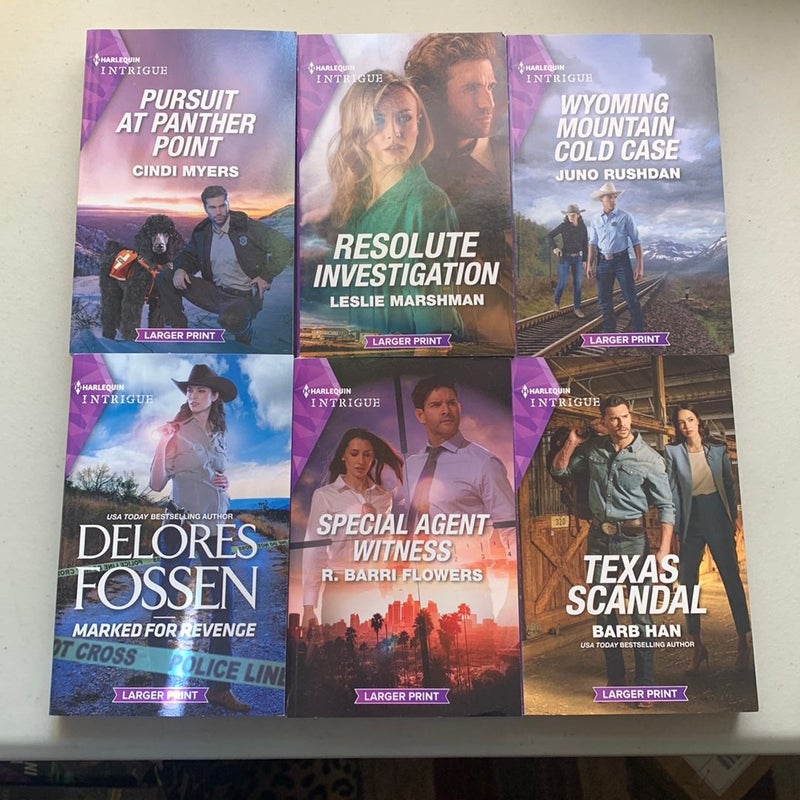 Harlequin Intrigue, 6 books, larger print