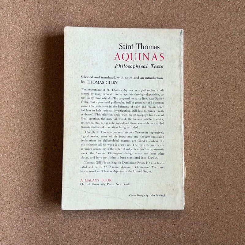 Saint Thomas Aquinas: Philosophical Texts