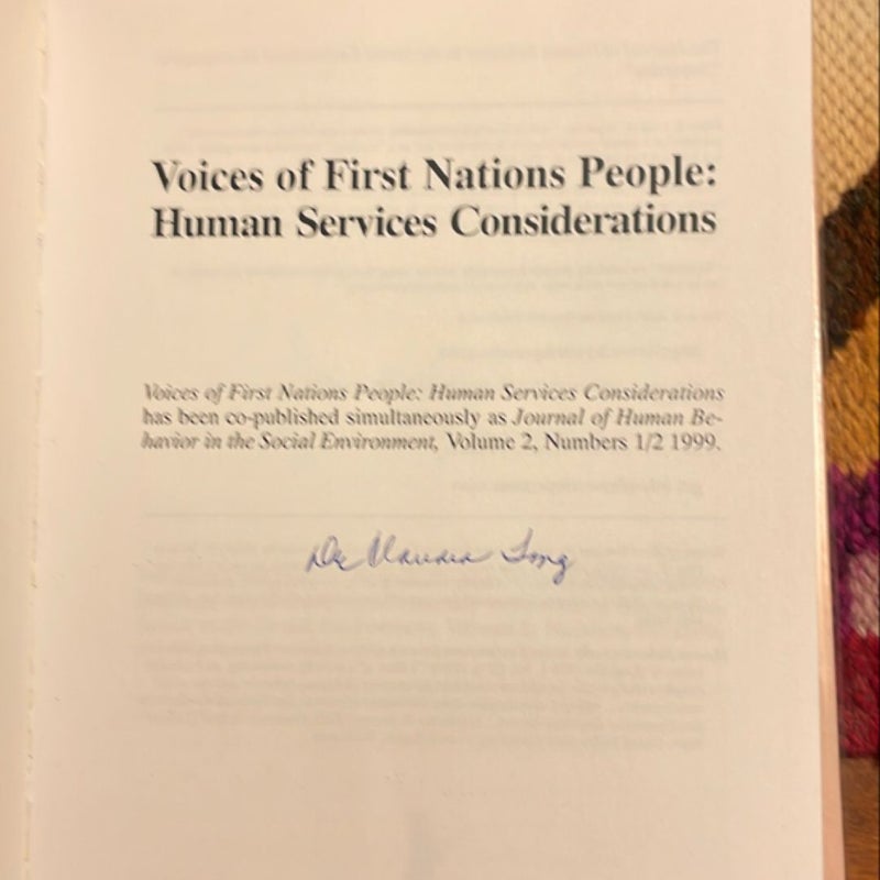 Voices of First Nations People (signed by Dr. Claudia R. Long)