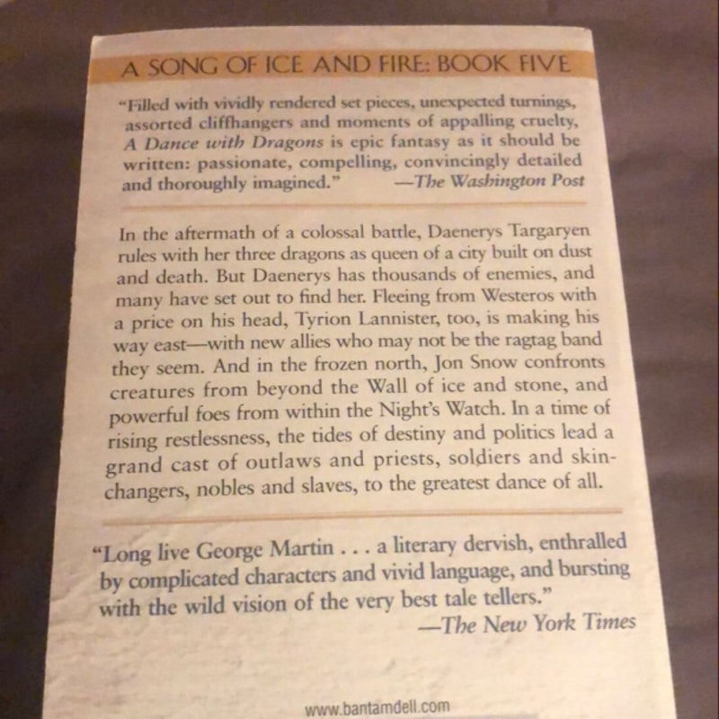 Game of Thrones, A Clash of Kings, A Storm of Swords, A Feast of Crows, & A Dance with Dragon