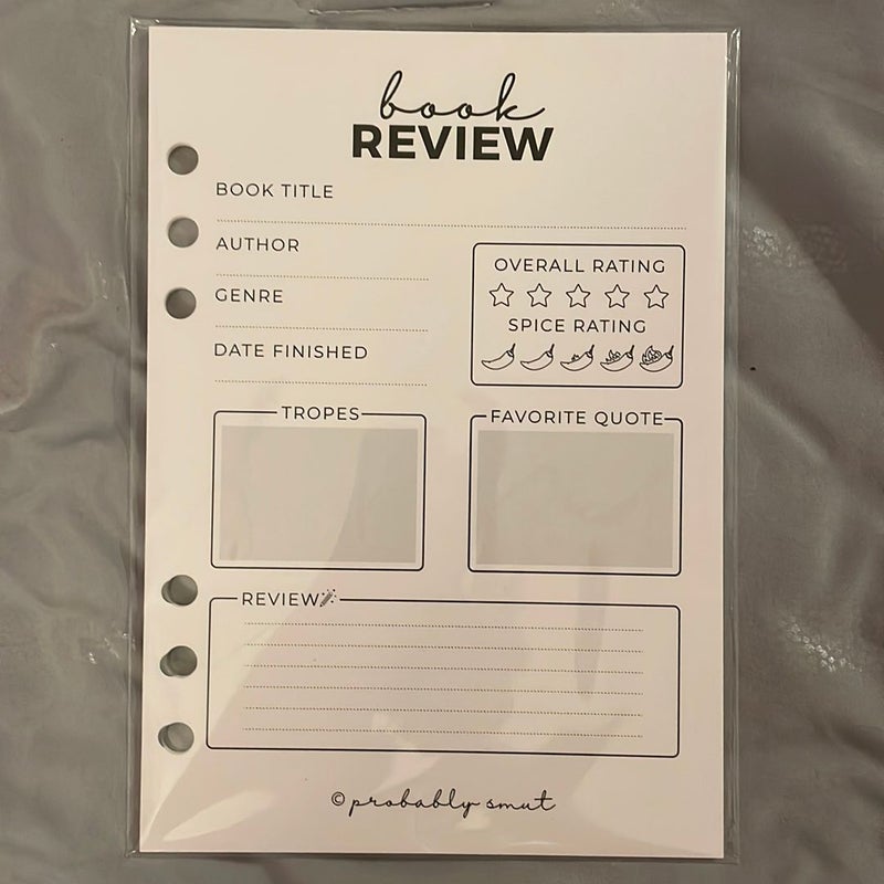 Book Review Sheets