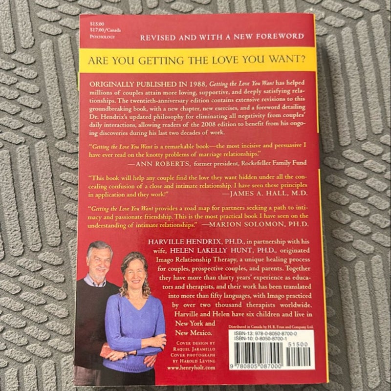 Getting the Love You Want: a Guide for Couples: Second Edition