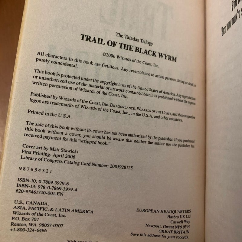 DragonLance: Complete Taladas Trilogy Set: Blades of the Tiger, Trail of the Black Wyrm, Shadow of the Flame, All First Edition First Printing