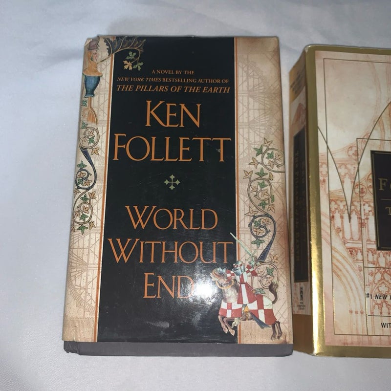 2 Books World Without End, The Pillars Of The  By Ken Follett 2007  1st Edition