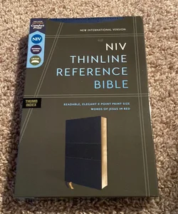 NIV, Thinline Reference Bible (Deep Study at a Portable Size), Leathersoft, Navy, Red Letter, Thumb Indexed, Comfort Print