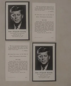 set of 4  President Kennedy authentic prayer cards