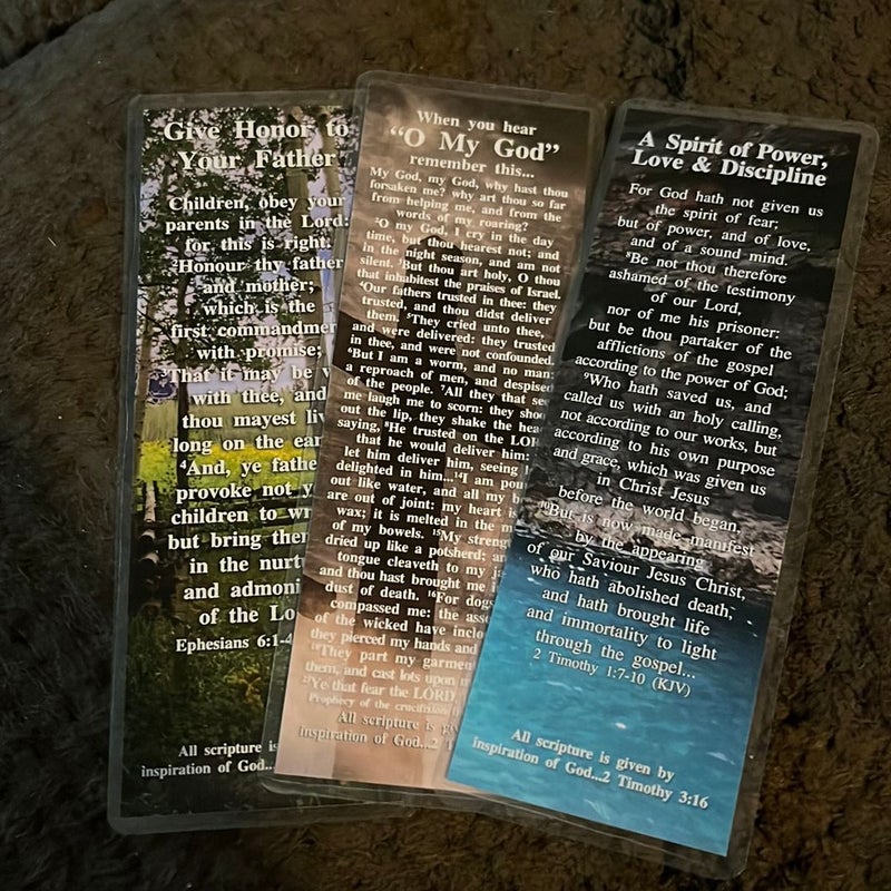 New 3 double sided laminated bookmark religious 