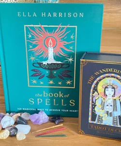 The Book of Spells, Wandering Star Tarot Deck, Mystery Bag of Crystals, 3 Mini Incense 