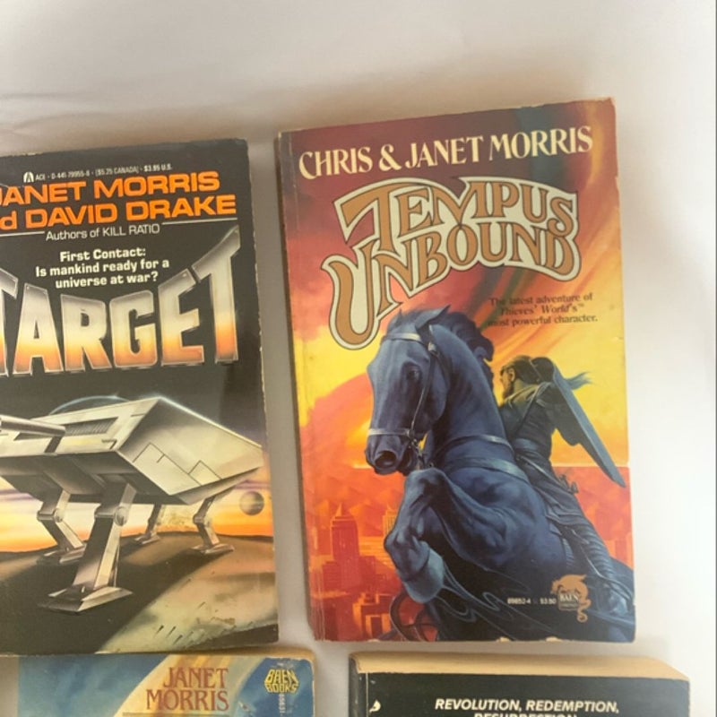 Bundle of 10 vintage books by Janet Morris, fantasy novels books. City at the edge of time, Heroes Hell ect. 