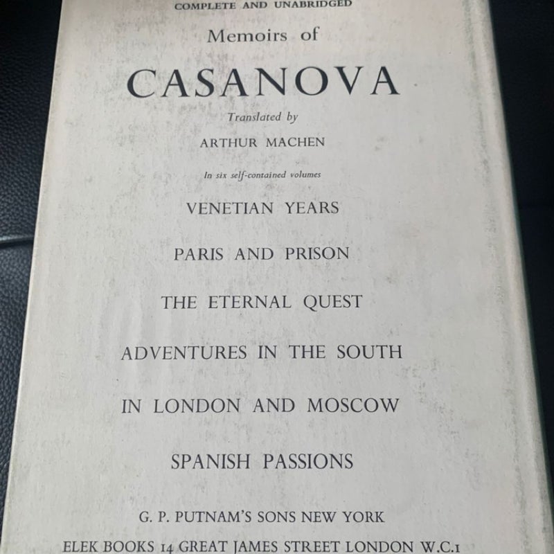 The Memoirs of Casanova 5 Volumes of 6