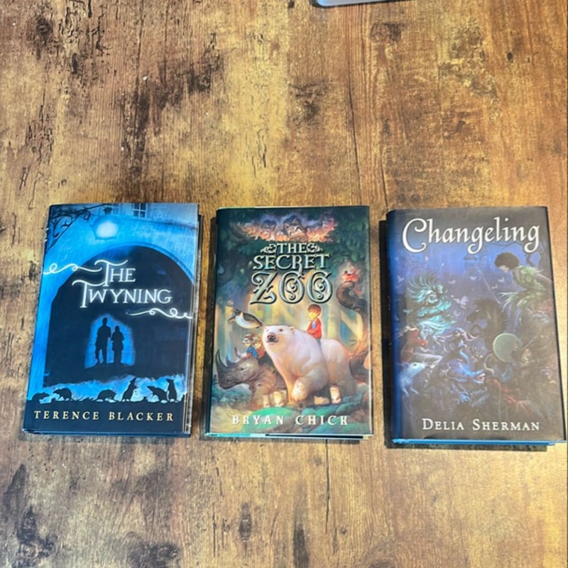 Lot of 3 Middle Grade Hardcovers: The Twyning/The Secret Zoo/Changeling