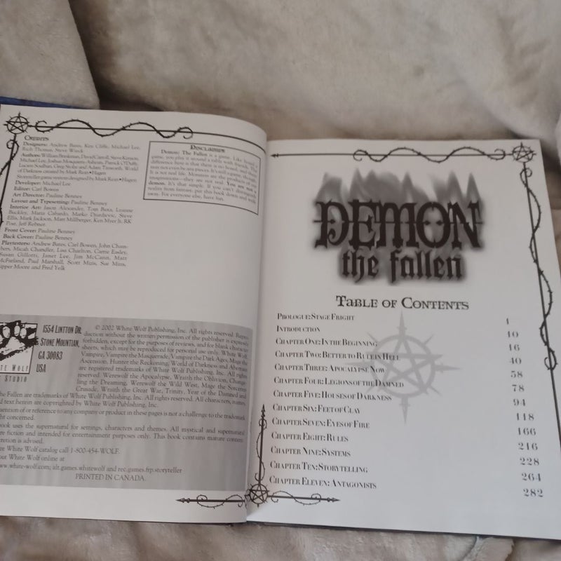 Demon, the Fallen Table top role playing Game.