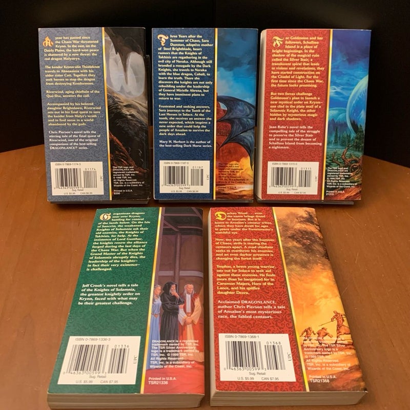 DragonLance: Complete Bridges of Time Series 1-5 Set: Spirit of the Wind, Legacy of Steel, The Silver Stair, The Rose and the Skull, Dezra’s Quest, All First Edition First Printing 