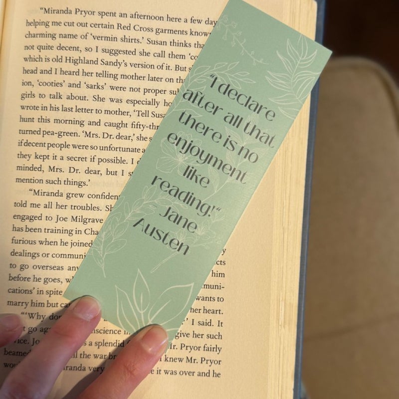 Jane Austen Quote Bookmark