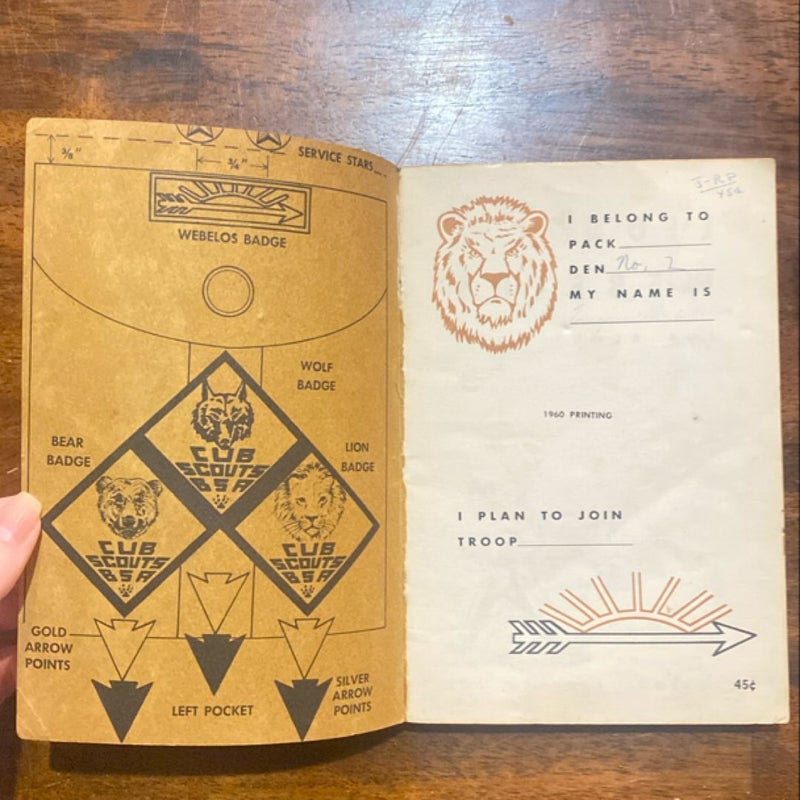 Lion weblos cub scout book 1954