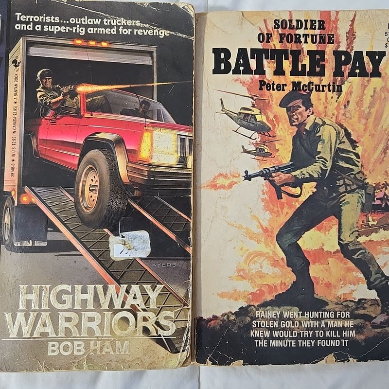 Action novels vintage Highway Warriors and Battle Pay