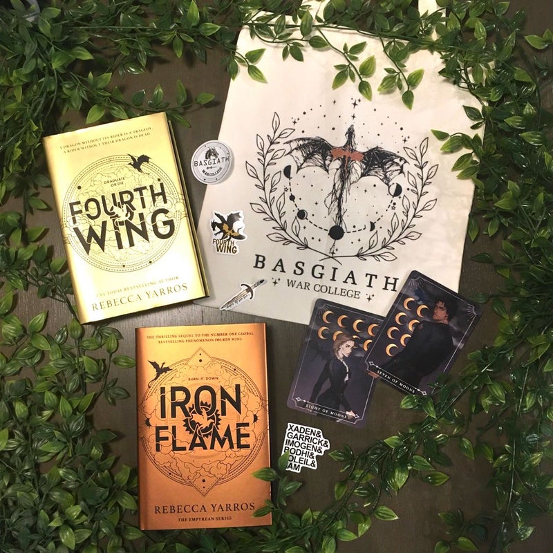 FairyLoot Exclusive Fourth Wing SIGNED by author & Iron Flame w/ Tote Bag, Tarot Cards & Stickers ‼️FLASH SALE‼️