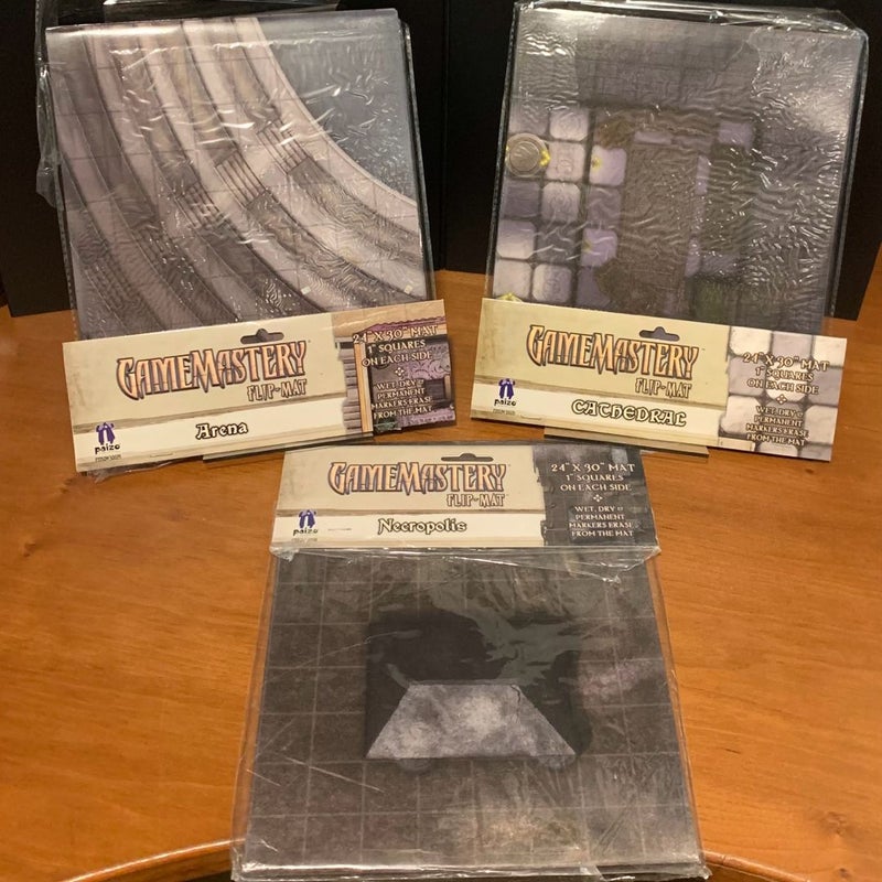 Pathfinder Game Mastery Flip-Mat Lot: Arena, Cathedral, Necropolis, Open VG