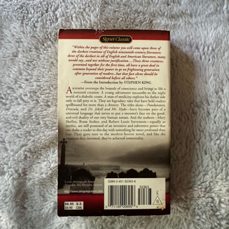 Signet Classics: Frankenstein by Mary Shelley; Dracula by Bram Stoker; Dr. Jekyll and Mr. Hyde by Robert Louis Stevenson