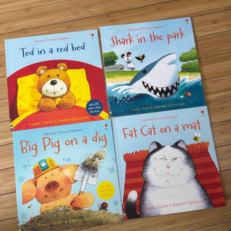 Bundle of 4: Fat Cat on a Mat, Ted in a Red Bed, Shark in the Park  Fat Cat on a Mat