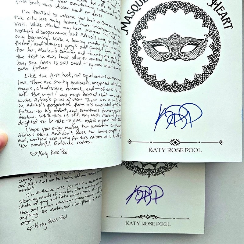 Garden Of The Cursed & Masquerade Of The Heart SIGNED by Katy Rose Pool OwlCrate Special Edition NEW