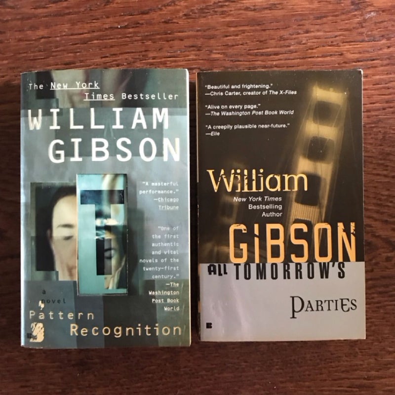 William Gibson Pattern Recognition + All Tomorrows Paries, VTG paperback, Sci-Fi, Lot of 2