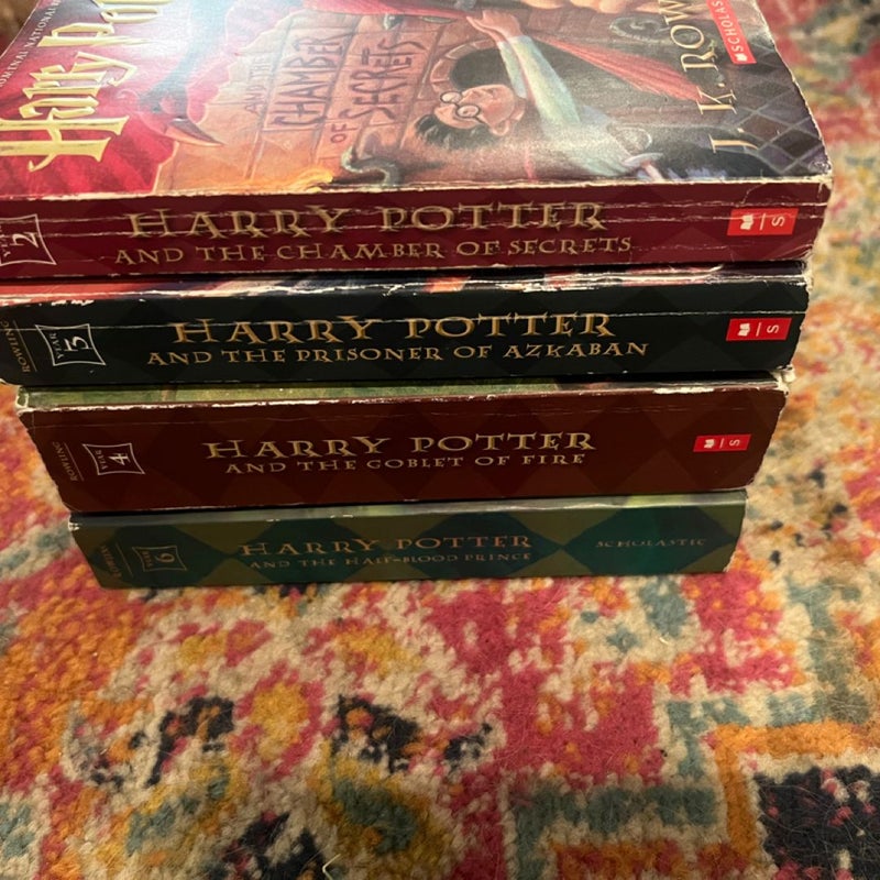 Lot of 4 Books, Harry Potter, First Scholastic Editions, Trade PB 2,3,4,6