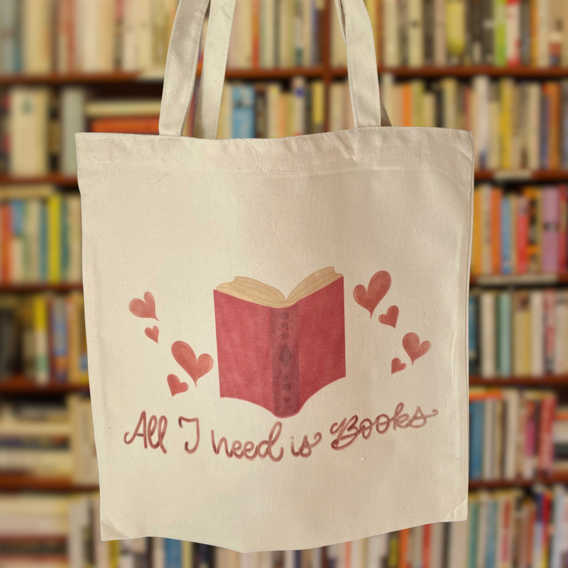 All I Need is Books Tote Bag Bookish Gift 